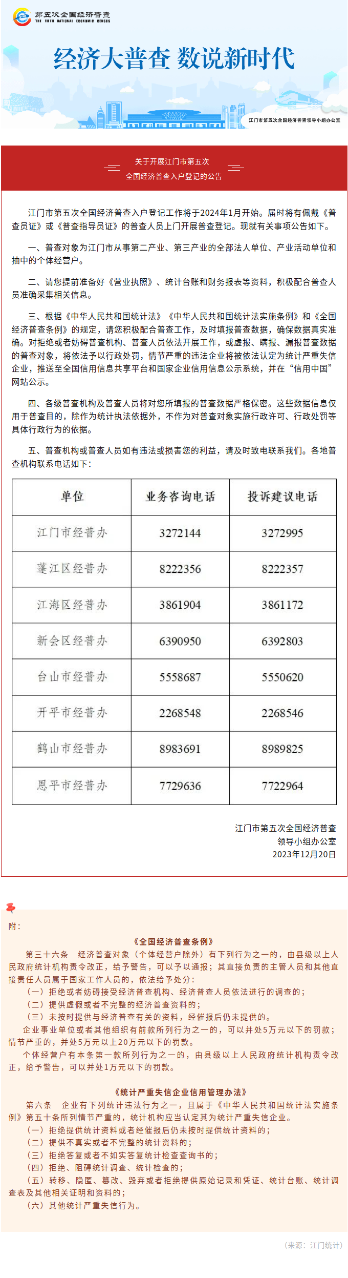 关于开展SG飞艇(中国)开奖记录查询站第五次全国经济普查入户登记的公告.png